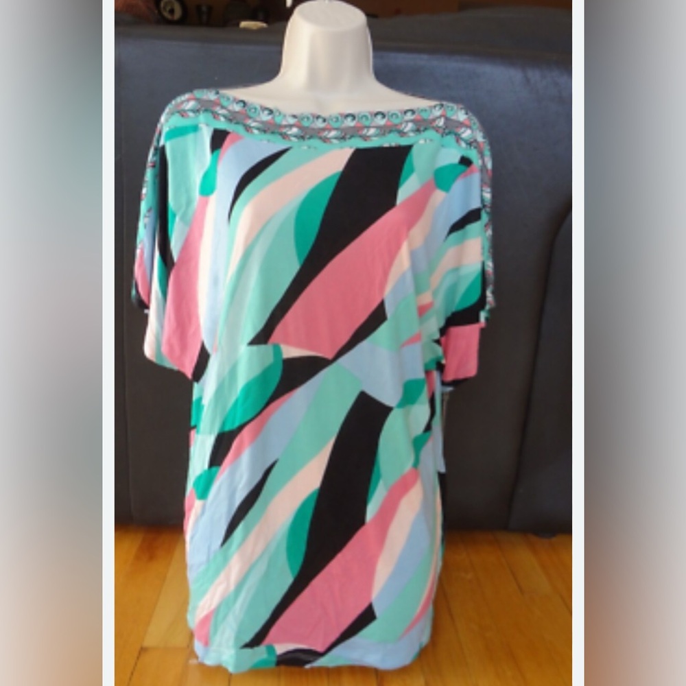 JENNIFER LOPEZ Colorful fun casual or party dress. NWT! Size large.